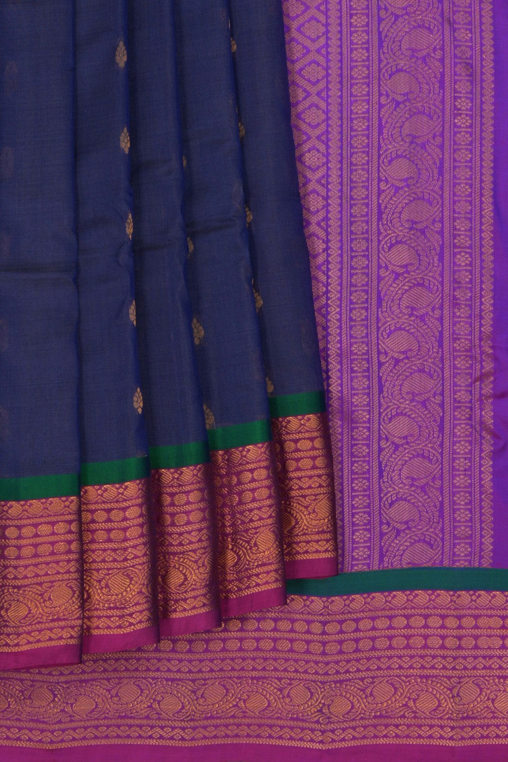 Image of Gadwal Peacock Blue Saree